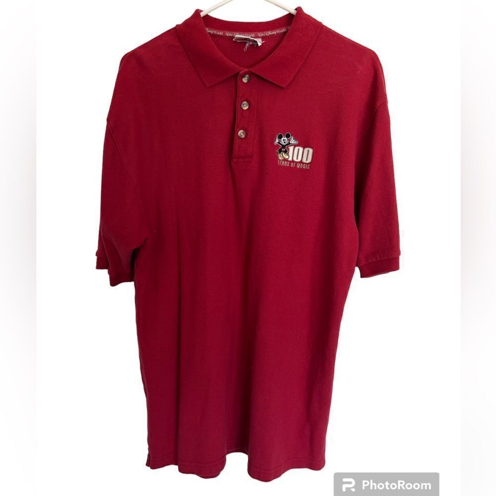 Walt Disney World Polo Shirt 100 years of Magic 2001 Vintage Red y2k